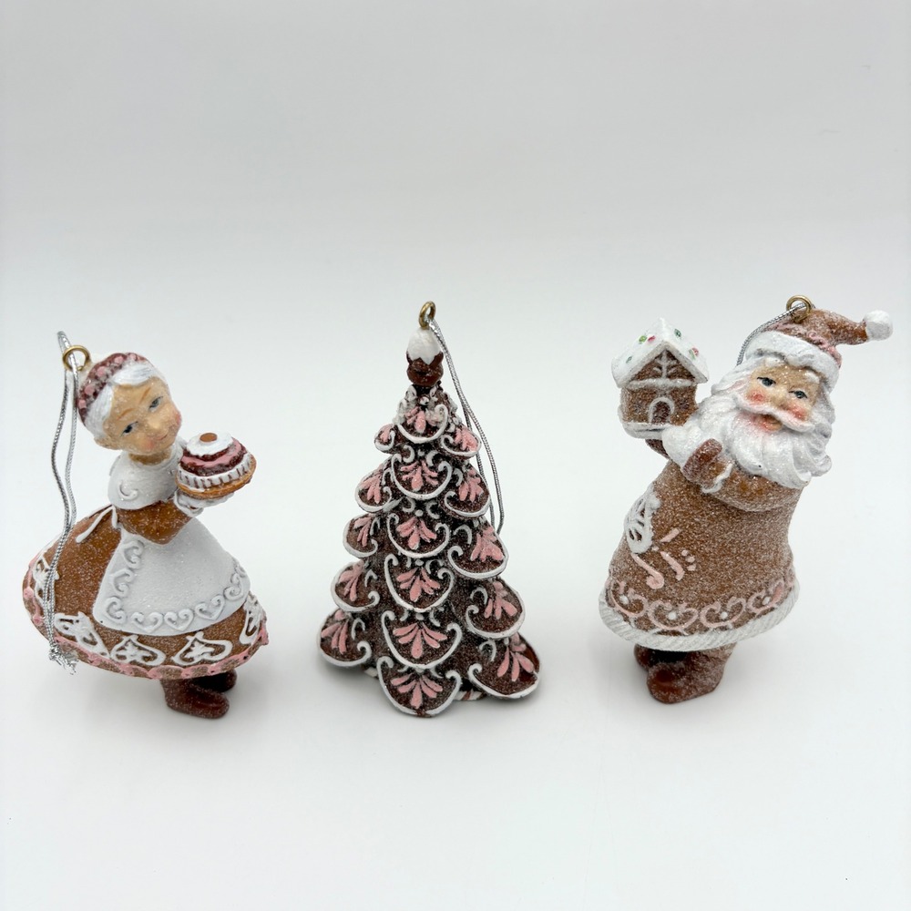 Peppermint Place Gingerbread Christmas Ornaments Santa Baker Tree Mrs Claus Set - Picture 3 of 9